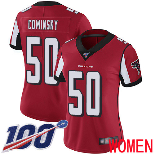 Atlanta Falcons Limited Red Women John Cominsky Home Jersey NFL Football 50 100th Season Vapor Untouchable